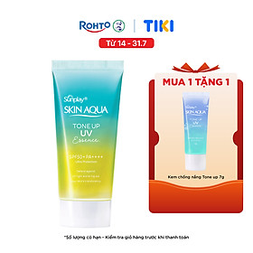 Kem chống nắng nâng tông Skin Aqua Tone up Mint Green cho da trắng có khuyết điểm đỏ, dạng tinh chất Sunplay Skin Aqua Tone Up UV Essence Mint Green SPF 50+ PA++++ 50g
