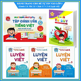 Hình ảnh Hành trang cho bé tự tin vào lớp 1 - Phiên bản 5.0 (Tập đánh vần tiếng Việt 5.0, Toán tư duy 5-7t, Bộ 3 vở Luyện viết ô ly có mẫu chữ)