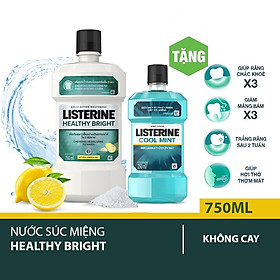 Nước súc miệng Listerine trắng sáng 750ml + Tặng 1 coolmint 250ml