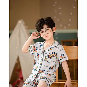 Bộ Pijama cộc tay hình máy xúc xuất Hàn bé trai 2-14 tuổi