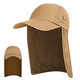 Mũ chống nắng câu cá rộng vành với phần vạt cổ cho nam UPF 50+-Màu Kaki