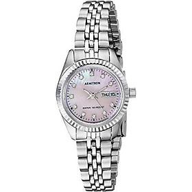 Armitron Women's 75/2475PMSV Swarovski Crystal Accented Silver-Tone Pink Mother-of-Pearl Dress Watch