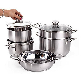 Mua Bộ nồi inox Fivestar 5 chiếc 3 đáy nắp kính