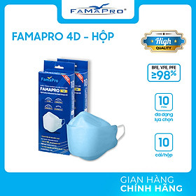 [HỘP - FAMAPRO 4D] - Khẩu trang y tế kháng khuẩn cao cấp Famapro 4D tiêu chuẩn KF94 (10 cái/ hộp)