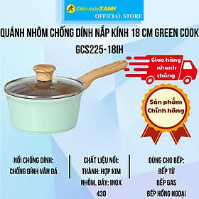 Mua Quánh nhôm chống dính nắp kính 18 cm Green Cook GCS225-18IH