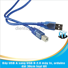 Dây USB A sang USB B 2.0 máy in, arduino dài 30cm loại tốt