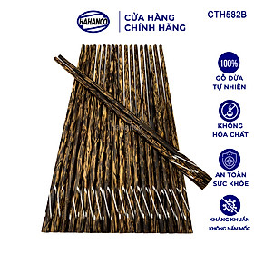 Đũa Gỗ Dừa Đen Khảm Kẻ Chéo HAHANCO An Toàn Đẹp Mắt Dùng Cho Quán Ăn Gia Đình - CTH582B