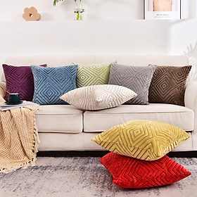 GỐI TỰA LƯNG TRANG TRÍ SOFA VẢI NHUNG DẬP VÂN HÌNH THOI NỔI CAO CẤP SBK144