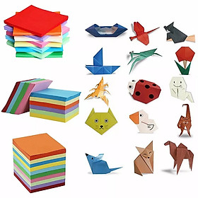 Hình ảnh Giấy gấp Origami hình vuông, bộ 100 tờ, 10 màu, kích thước: 7x7 cm 10x10 cm 12x12 cm, 15x15 cm, 17x17 cm, 20x20 cm, 25x25 cm