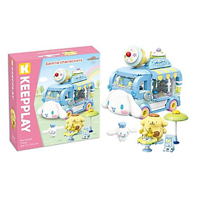 Đồ chơi - KEEPPLAY - 20847 Bộ đồ chơi xếp hình mô hình xe kem Cinnamoroll & Pompompurin (KT 8.8x12.8x11cm)