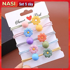 Dây buộc tóc nữ hoa 8 cánh [Set 5 dây] NASI dễ thương phong cách hàn quốc thun cột tóc nữ co giãn tốt phụ kiện tóc