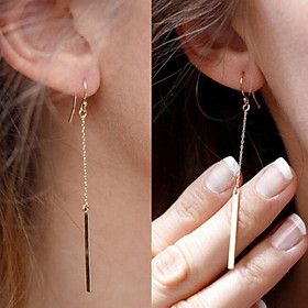 Hoa tai dài bằng kim loại mạ vàng đơn giản dễ thương cho nữ