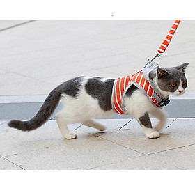 Pet Cat Kitten Adjustable Harness Walking Lead Leash Chest Strap