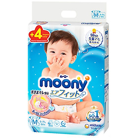 Tã Dán Cao Cấp Moony Nhật Bản M64 (64 Miếng) - Tặng 4 miếng trong gói