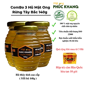 Mật ong rừng Tây Bắc Phúc Khang 140G - Thu hoạch tự nhiên - Nguyên chất - Không nhiễm hóa chất , Kháng sinh , Kim loại nặng , Chất bảo vệ thực vật - Tặng hộp trà sâm hàn quốc 10 gói khi mua từ 3 hũ
