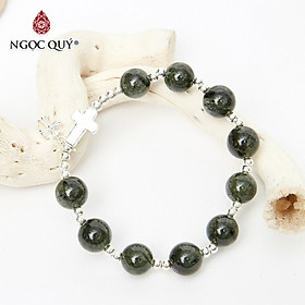 Vòng chuỗi Mân Côi Rosary Bracelet đá thạch anh tóc xanh - Ngọc Quý Gemstones