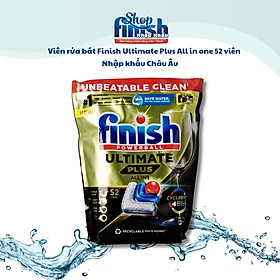 Viên rửa bát Finish Ultimate Plus All in one 52 Viên - Nhập khẩu Châu Âu