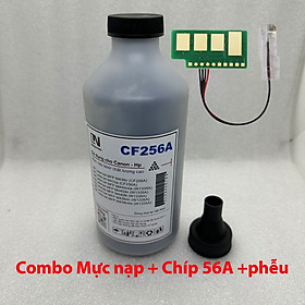 Combo 1 chai Mực nạp LN CF256A (250g) + 1 Chip 56A + Phễu - Dùng cho máy in HP M436N, M433A - hàng chính hãng