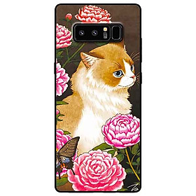 Ốp lưng in cho Samsung Note 8 Mẫu Mèo Và Hoa