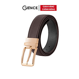 Thắt Lưng Nam Dùng Được Hai Mặt GENCE LG55 Da Bò Cao Cấp Phối Phụ Kiện Vàng