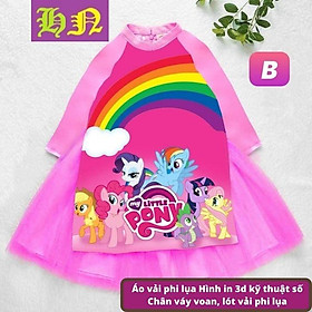 Áo dài cách tân bé gái hình công chúa - Elsa - Pony từ 12-42kg. Áo dài tết - Vải phi lụa, váy ren - Hương Nhiên