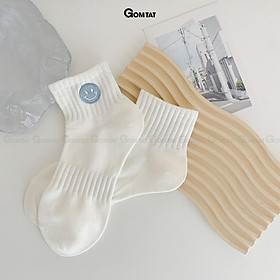 Tất nữ cổ ngắn GOMTAT màu trắng họa tiết dễ thương, chất liệu cotton mềm mại thấm hút thoáng khí - NGANICON-PO-3024-1DOI - Mẫu 1