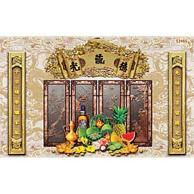 Mua tranh dán phòng thờ  bàn thờ 3D in vải lụa