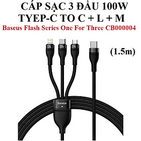 Mua Cáp sạc 3 đầu 100W C to C + iP + Micro Baseus Flash Series One for Three CB000004 (1.5m) _ Hàng chính hãng