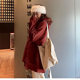 Áo Khoác Nữ Chống Nắng Chất Liệu Nỉ Form Rộng Màu Xanh Kiểu Hàn Quốc N13