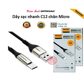 Mua Dây sạc nhanh 3A Ham mer ( H-C12-V8 )  Chân cắm Micro  Có đèn báo  hàng chính hãng bảo hành 12 tháng