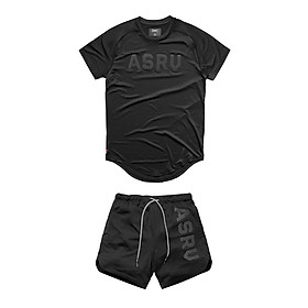 Bộ quần áo gym nam thun lạnh co giãn 4 chiều, đồ tập gym nam chất ASRU - M (45-55Kg) - Đen