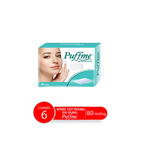 Combo 6 Hộp Bông Tẩy Trang Đa Dụng PUFFME, 80 Miếng/Hộp