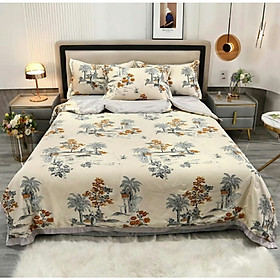 Bộ Chăn Ga Gối Lụa Thái 4 Món ( 1 ga + 2 vỏ gối đầu + 1 chăn chần bông, tặng kèm 1 vỏ gối ôm ) Mềm mịn mát lạnh như kem