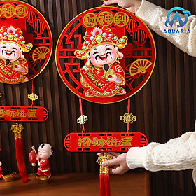 Dải Treo Liễn Treo Trang Trí Thần Tài Lắc Lư Thần Tài Tết Cầu May Mắn, Tài Lộc - 38 x140 cm - Kèm Pin và Móc Treo