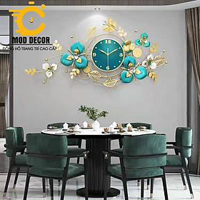 Mua Đồng hồ treo tường kim trôi hoa xanh 2913 cho phòng đẹp
