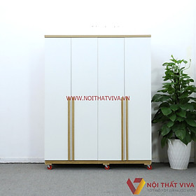 Tủ Quần Áo Gỗ MDF Melamine Màu Vàng 4 Cánh Trắng Hiện Đại Đẹp Giá Rẻ