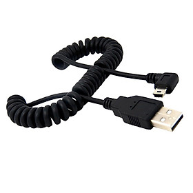 5ft Spiral Coiled USB 2.0 A Male to USB Mini 5P Left Angled Male Cable