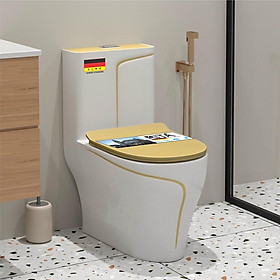 Mua Bồn Cầu 1 Khối màu trắng sọc vàng 8034