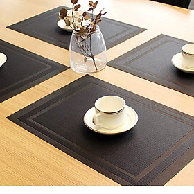 Mua miếng lót bàn ăn placemat kẻ viền nâu đen 30x45cm dành cho nhà hàng  quán ăn