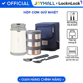 Bộ Hộp Cơm Giữ Nhiệt Lock&Lock Easy Carry 2L LHC8039 Có Túi (1 Hộp 720ml, 2 Hộp 420ml Kèm 1 Bộ Muỗng Và Nĩa)