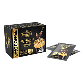 King Coffee Cà Phê Hòa Tan Đen Đá - Có Đường - Hộp 160g (10 gói x16g) Mạnh như cà phê rang xay