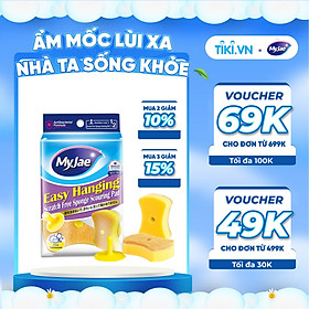 Miếng Bọt Biển Rửa Chén MyJae 2 Mặt, Mút Xốp Rửa Bát Đa Năng Kèm Miếng Nhựa Hít Kê  11.3cm x 7.8cm x 3cm  (2 Miếng/Gói)