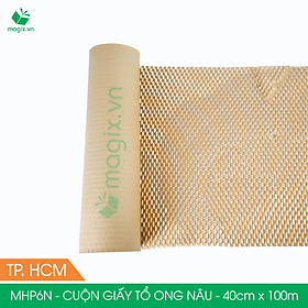 MHP6N - 0.4x100m - CUỘN GIẤY KRAFT TỔ ONG MÀU NÂU CHỐNG SỐC THAY THẾ BÓNG