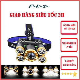 Đèn Pin Đội Đầu 5 Bóng 4 Chế Độ Sáng Sạc USB - Hàng Chính Hãng 