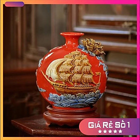 Mua Bình hút lộc  lọ hoa hút tài lộc thuận buồm xuôi gió gốm sứ bát tràng màu đỏ 22cm