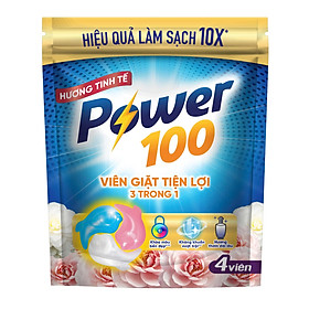 Viên Giặt Tiện Lợi Power100 3in1 Hương Tinh Tế Túi 4 Viên
