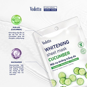 Mặt nạ giấy dưỡng trắng da dưa leo Vedette Whitening Mask Cucumber 22ml