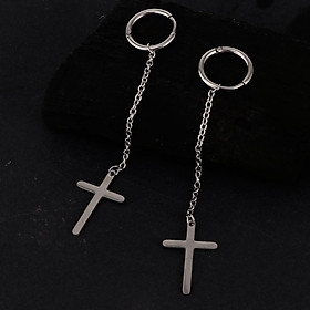 3 Style Cross Dangle Charms Stainless Steel Ear Studs