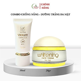 Combo dưỡng trắng da mặt, sáng da Acosmetics, kem face pháp, kem chống nắng nâng tone kiềm dầu ultra violet 70g