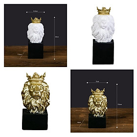 2 X Abstract Lion Head Resin Statues Figurine Office Sculpture Ornaments